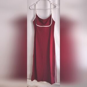 NWT Aigeman women Wine Red spaghetti straps square neck Maxi cocktail dress